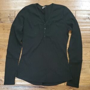 Zyia Active Black Thermal Henley Top